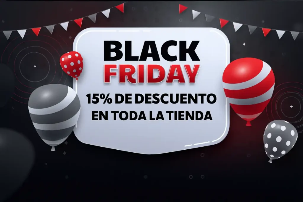 Imagen promocional Black Friday 15% de descuento en toda la tienda